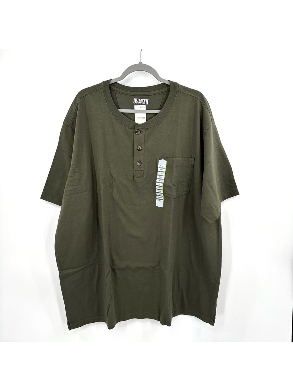 Duluth Relaxed Fit Longtail Henley Tee in Olive Size 2XL